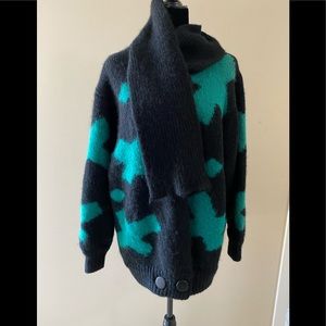Vintage Sweater/Jacket With Attached Scarf